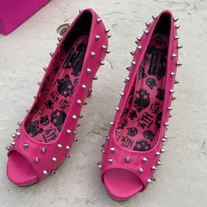 Pink studded pumps